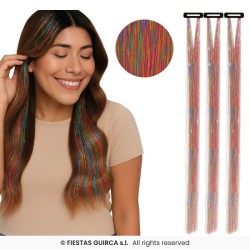 3 MECHES A CLIPSER MULTICOLORE GLITTER 50 CM