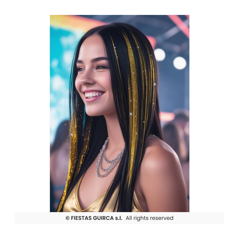 3 MECHES A CLIPSER OR GLITTER 50 CM