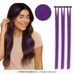3 MECHES A CLIPSER VIOLET GLITTER 50 CM