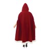 CAPE DE NOEL LUXE LONGUE 125 CM ROUGE VELOUR AVEC FOURRURE BLANCHE