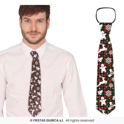 CRAVATE DE NOEL RENNE PAINS D'EPICES BLANC SUR FOND DE TARTAN