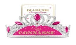 DIADEME HUMORISTIQUE MISS CONNASSE ARGENT ROSE ET OR
