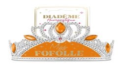 DIADEME HUMORISTIQUE MISS FOFOLLE ARGENT ORANGE ET OR