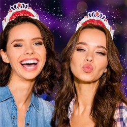 DIADEME HUMORISTIQUE MISS RALEUSE ARGENT ROUGE ET OR