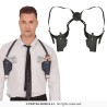 DOUBLE HOLSTER DE BRAS NOIR + 2 PISTOLET ARGENT POLICE 