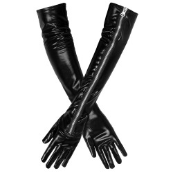 GANTS SIMILI CUIR AVEC FERMETURE NOIR OPERA KINKY