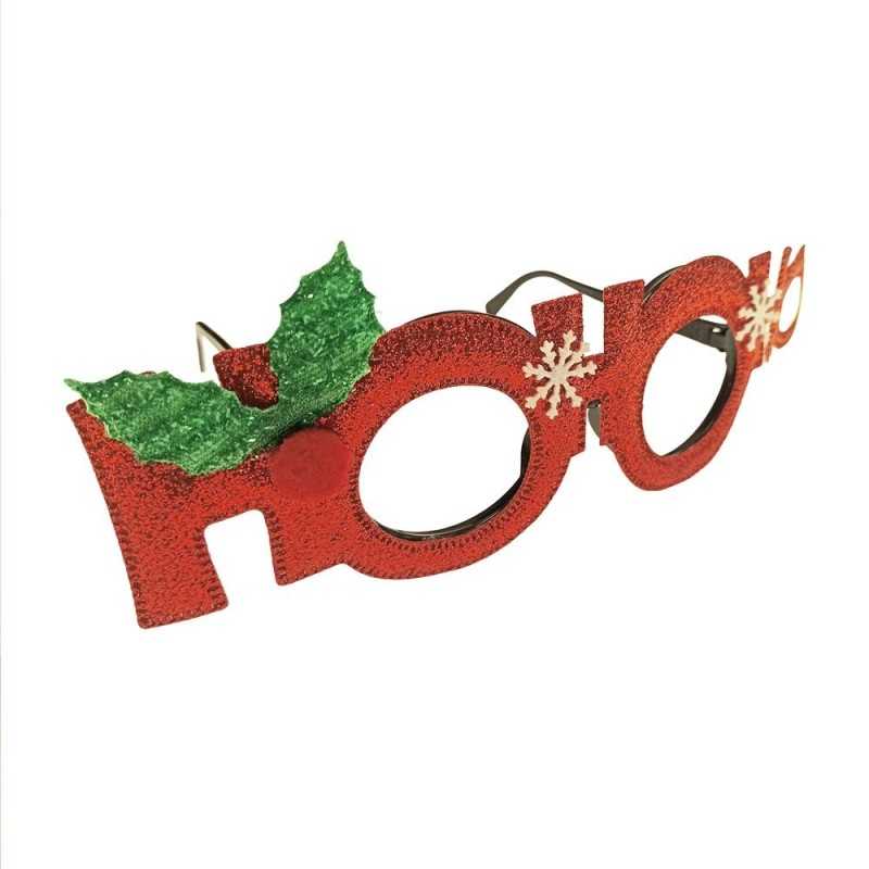 LUNETTES DE NOEL HO HO HO ROUGE PAILLETTE KITCH