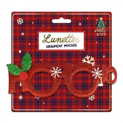 LUNETTES DE NOEL HO HO HO ROUGE PAILLETTE KITCH