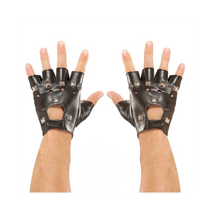 MITAINES SIMILI CUIR ROCK NOIRES TAILLE XL