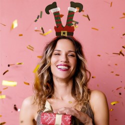 SERRE-TETE JAMBES LUTIN DU PERE NOEL ROUGE ET VERT