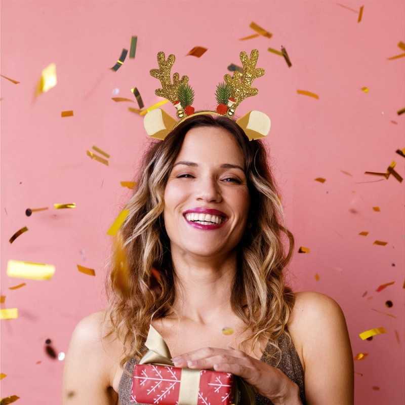 SERRE-TETE RENNE DE NOEL OR ET ROUGE