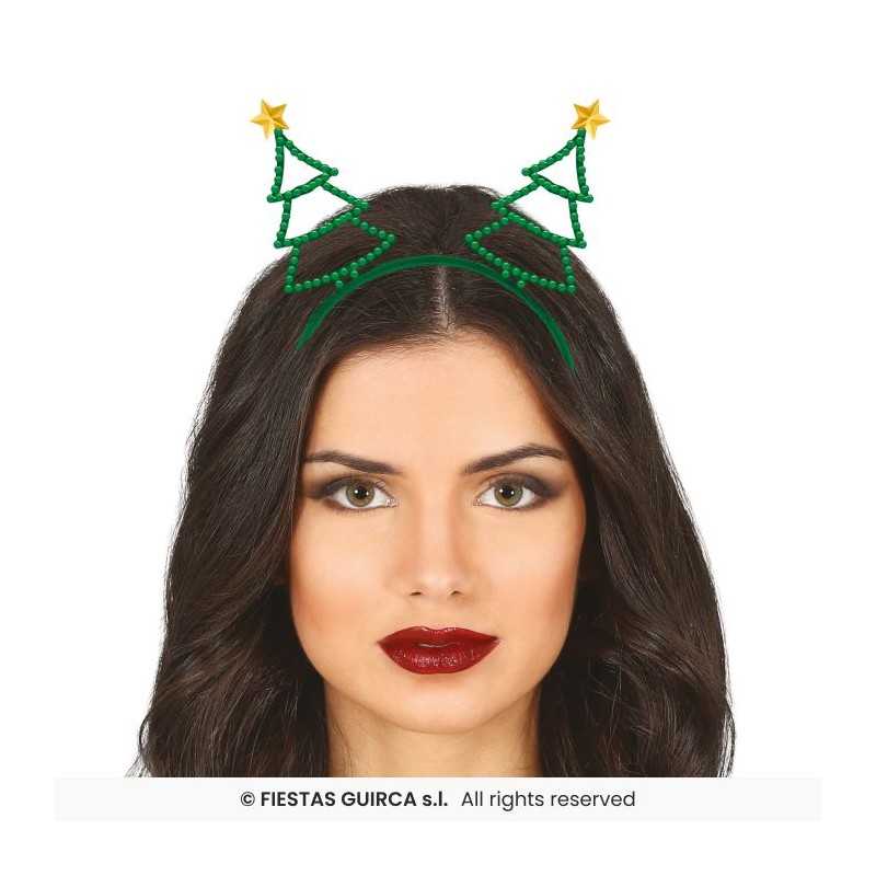 SERRE-TETE OU DIADEME NOEL VERT AVEC STRASS SAPIN DE NOEL