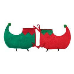 SUR CHAUSSURES OU CHAUSSONS DE LUTIN OU ELF VERT ET ROUGE TAILLE ADULTE