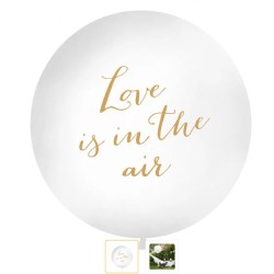 BALLON GEANT LATEX MARIAGE LOVE IS IN THE AIR EN OR TAILLE DIAMETRE 1 M 