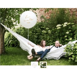 BALLON GEANT LATEX MARIAGE LOVE IS IN THE AIR EN OR TAILLE DIAMETRE 1 M 