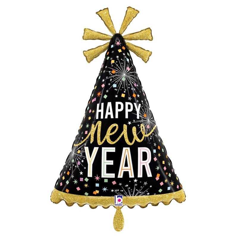 BALLON METALLIQUE CHAPEAU HAPPY NEW YEAR 81 CM 