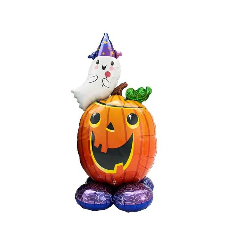 BALLON METALLIQUE CITROUILLE ET FANTOME HALLOWEEN 142 CM 