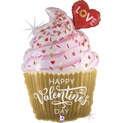 BALLON METALLIQUE CUP CAKE HAPPY SAINT VALENTINE'S DAY 79 CM