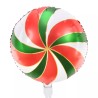 BALLON METALLIQUE ROND 35CM BONBON SUCETTE ROUGE VERT BLANC ET OR