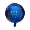BALLONS METALLIQUE ROND JOYEUX ANNIVERSAIRE PARTY BLEU 35 CM