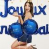 BALLONS METALLIQUE ROND JOYEUX ANNIVERSAIRE PARTY BLEU 35 CM