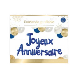 GUIRLANDE DE BALLONS JOYEUX ANNIVERSAIRE PARTY BLEU 30 CM