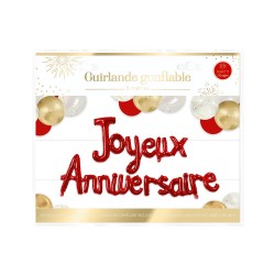 GUIRLANDE DE BALLONS JOYEUX ANNIVERSAIRE PARTY ROUGE 30 CM