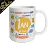 MUG ANNIVERSAIRE PAILLETTES 1 AN DE PLUS