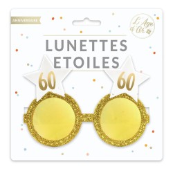 LUNETTES ETOILE ANNIVERSAIRE 60 ANS BLANC ET OR 