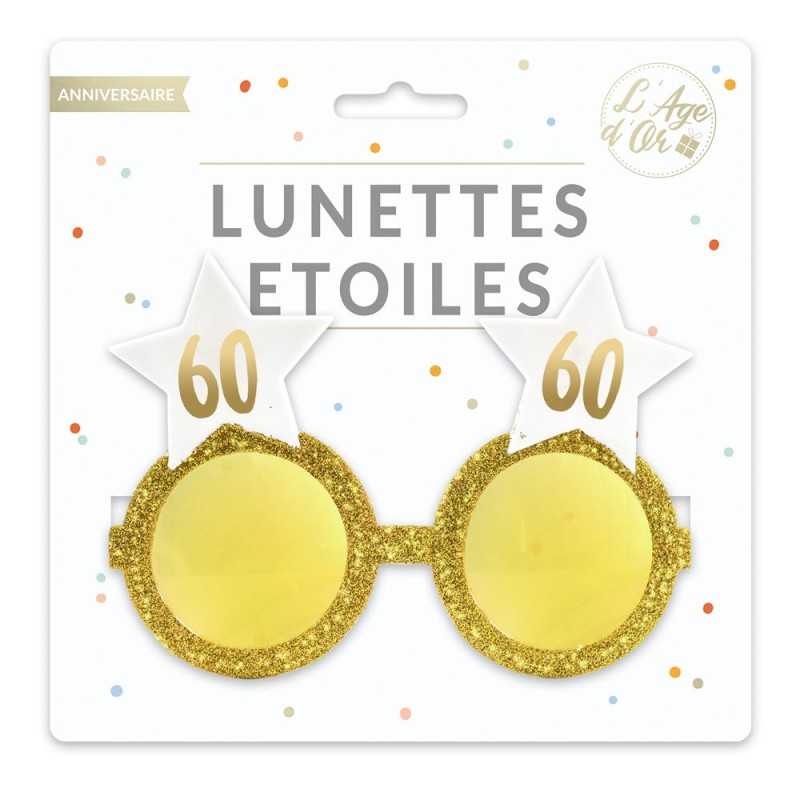 LUNETTES ETOILE ANNIVERSAIRE 60 ANS BLANC ET OR 