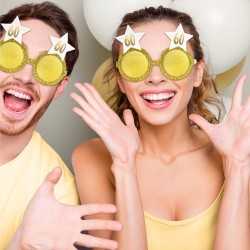 LUNETTES ETOILE ANNIVERSAIRE 60 ANS BLANC ET OR 