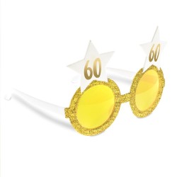 LUNETTES ETOILE ANNIVERSAIRE 60 ANS BLANC ET OR 