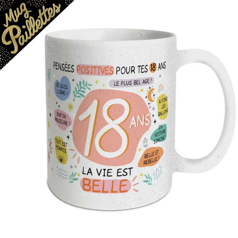 MUG ANNIVERSAIRE PAILLETTES 18 ANS