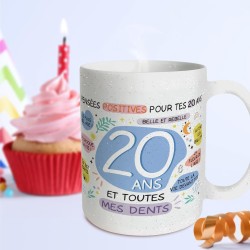 MUG ANNIVERSAIRE PAILLETTES 20 ANS
