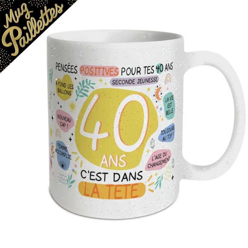 MUG ANNIVERSAIRE PAILLETTES 40 ANS