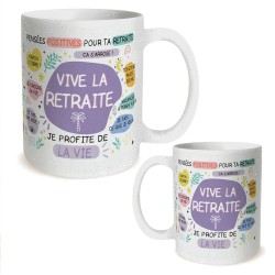 MUG RETRAITE PAILLETTES VIVE LA RETRAITE