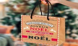 POCHETTE OU SAC CADEAU NOEL GM "JOYEUX NOEL" KRAFT