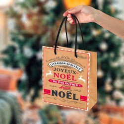 POCHETTE OU SAC CADEAU NOEL PM "JOYEUX NOEL" KRAFT