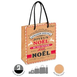 POCHETTE OU SAC CADEAU NOEL PM "JOYEUX NOEL" KRAFT