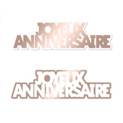 20 CONFETTIS DE TABLE ROSE GOLD BLUSH ET BLANC JOYEUX ANNIVERSAIRE