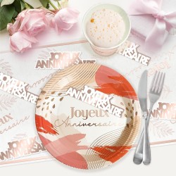 20 CONFETTIS DE TABLE ROSE GOLD BLUSH ET BLANC JOYEUX ANNIVERSAIRE