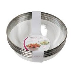 4 SALADIERS CRISTAL AVEC LISERE ARGENT 