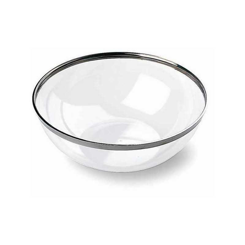 4 SALADIERS TANSPARENTS AVEC LISERE ARGENT 3.5L