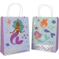 6 SACS CADEAUX EN PAPIER SIRENE MERMAID MAGIC 20 X 27 CM