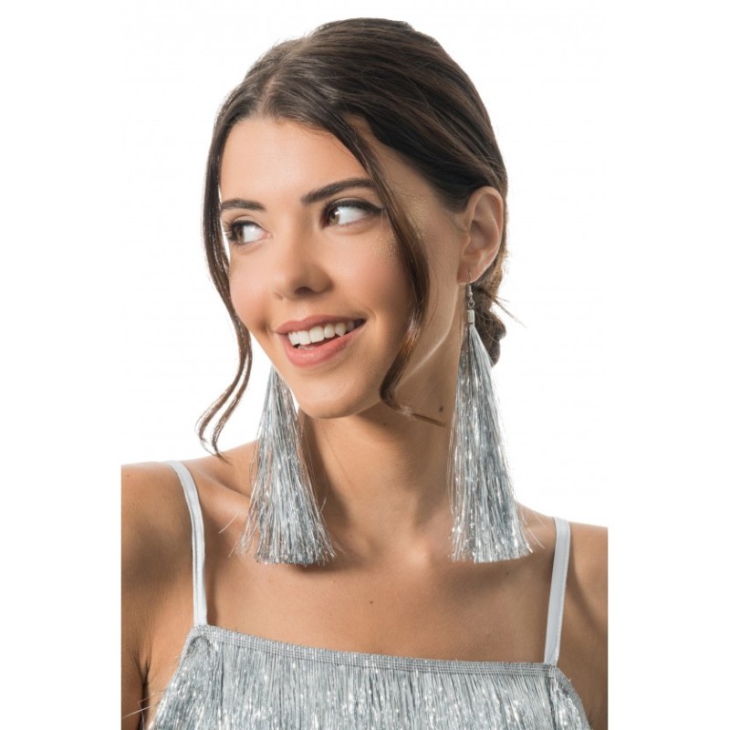 BOUCLES D'OREILLES SCINTILLANTES ARGENT 17CM