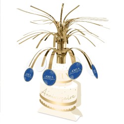 CENTRE DE TABLE JOYEUX ANNIVERSAIRE BLEU ROI ET OR PARTY BLEU