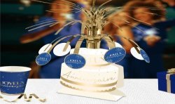 CENTRE DE TABLE JOYEUX ANNIVERSAIRE BLEU ROI ET OR PARTY BLEU