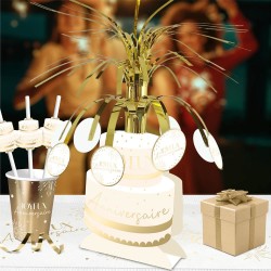CENTRE DE TABLE JOYEUX ANNIVERSAIRE OR OU GOLD PARTY DORE