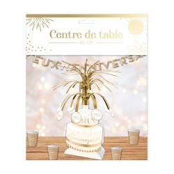 CENTRE DE TABLE JOYEUX ANNIVERSAIRE OR OU GOLD PARTY DORE