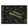 CHEMIN DE TABLE INTISSE NOIR JOYEUX ANNIVERSAIRE OR 4 METRES 